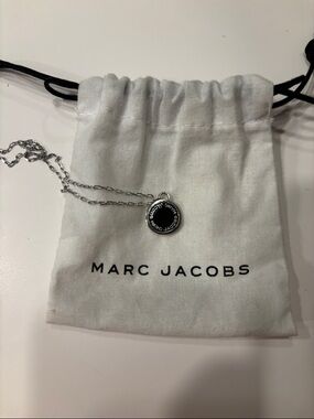Marc Jacobs Silver Necklace with Black Accent Pendant